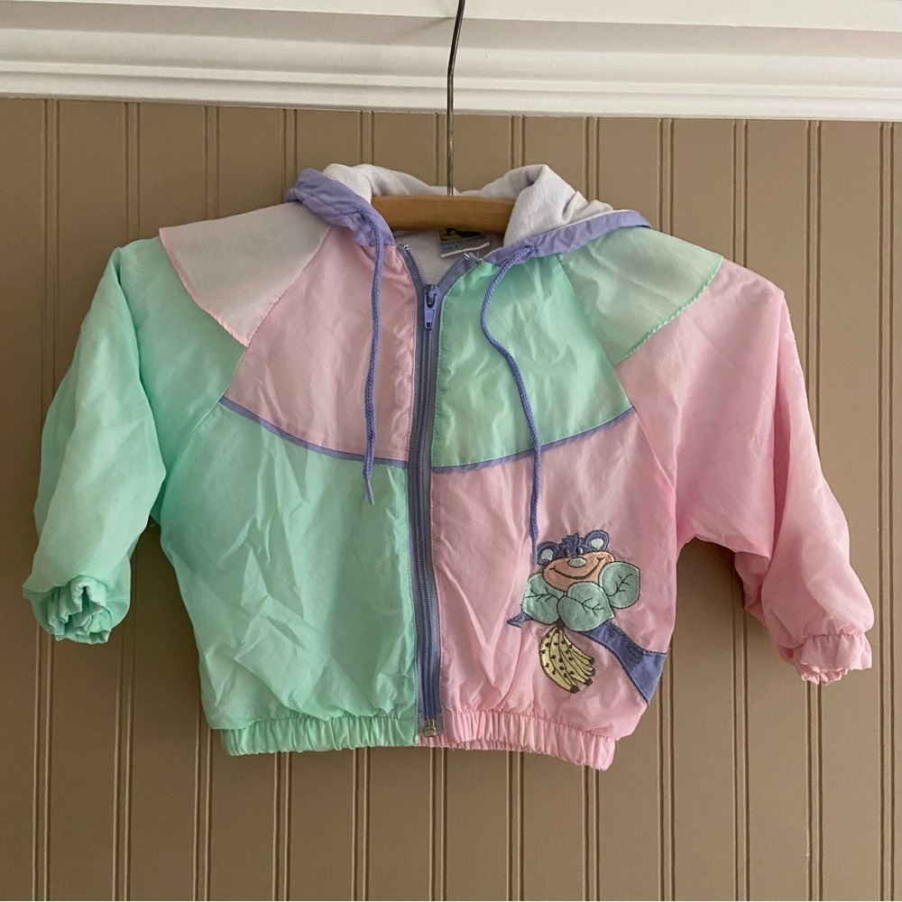 Vintage Pastel Coloured Toddler Wind Breaker Lined Jacket Size 2-3
